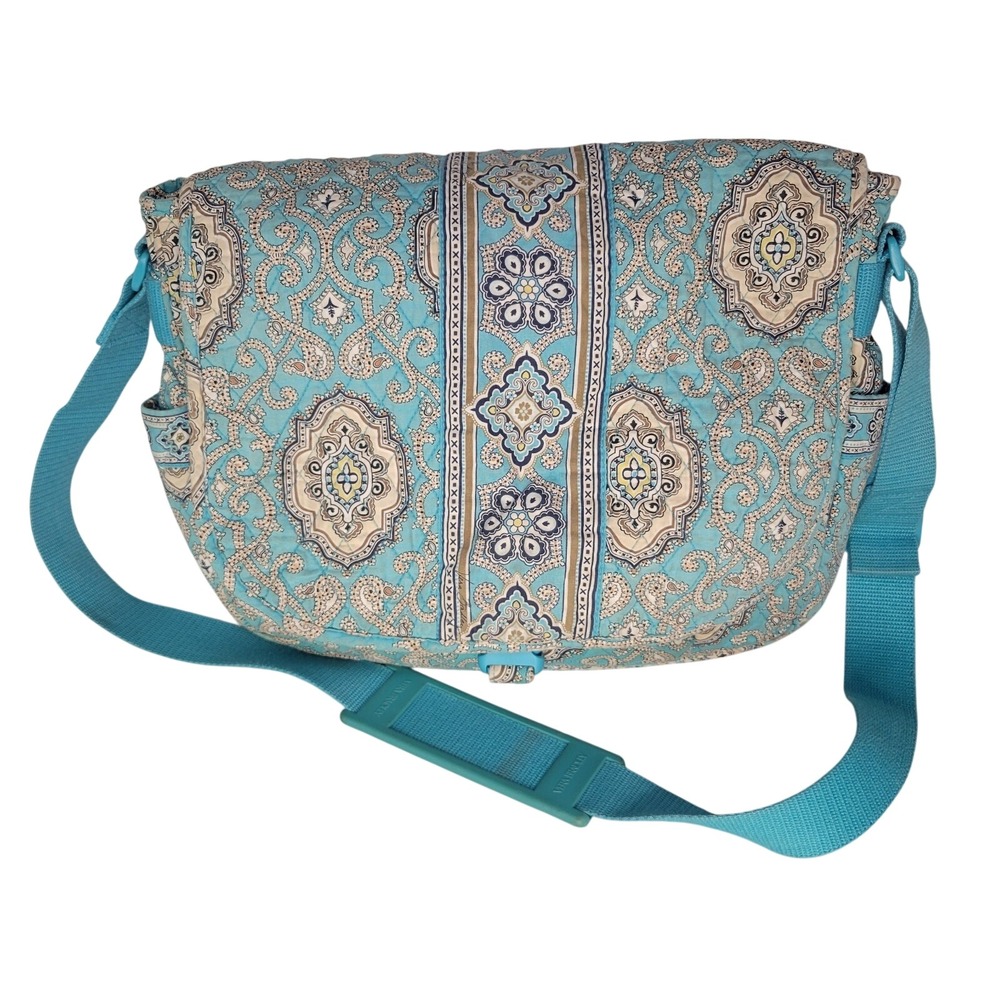 Vera Bradley Messenger Bag Capri Blue Paisley Quilted Cotton Crossbody Flap Bag